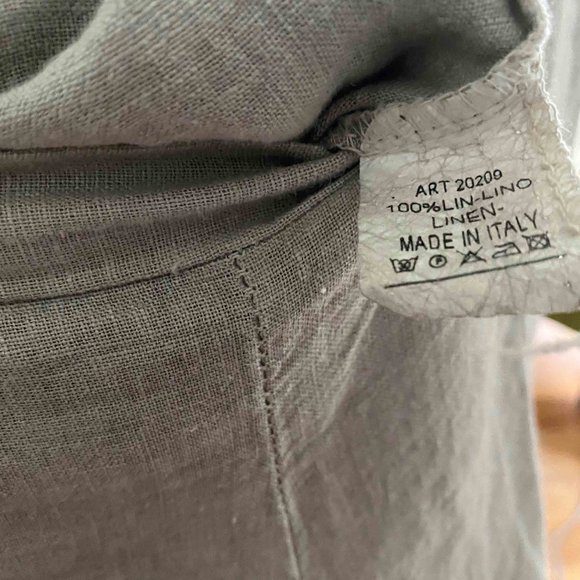 Ornella Paris Side Slit Linen Palazzo Pant In Flax Color - Picture 3 of 4
